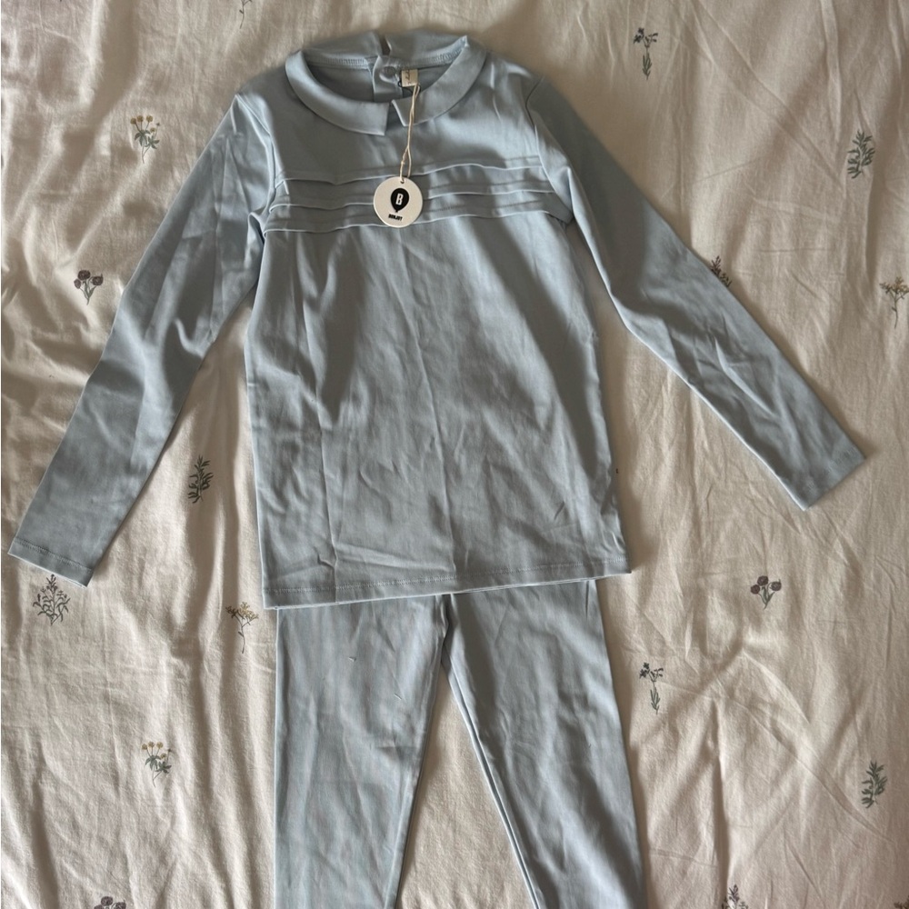 Boys Long Sleeve Pajama Set in Light Blue